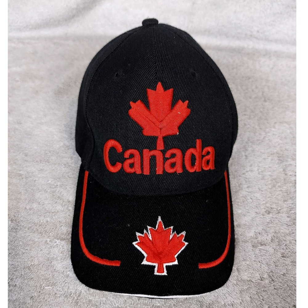 Unbranded Canada Maple Leaf Embroidered Baseball Cap Unisex OSFM Black Red